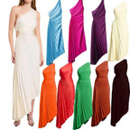 Robe midi plissée asymétrique à une épaule