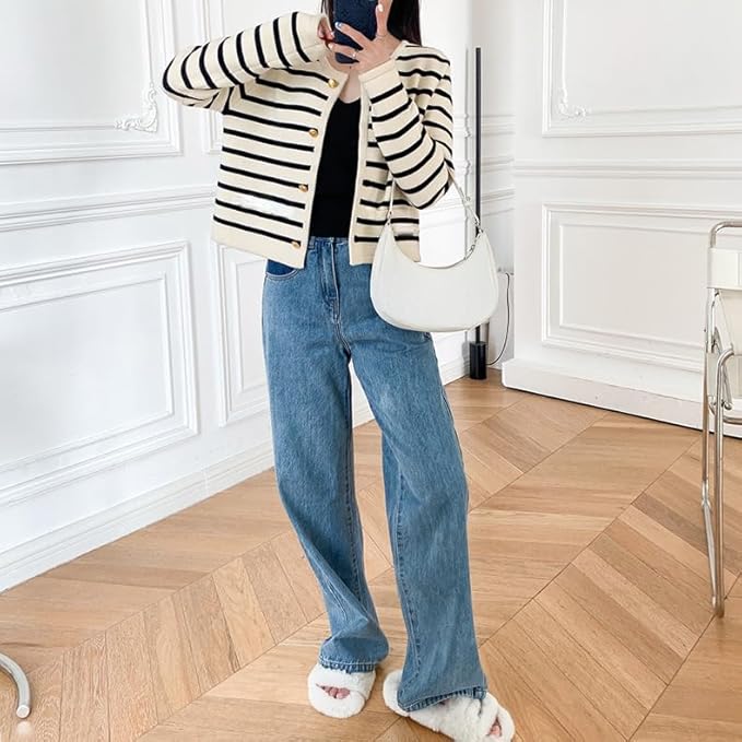 Pull en tricot rayé confortable pour les superpositions d'automne
