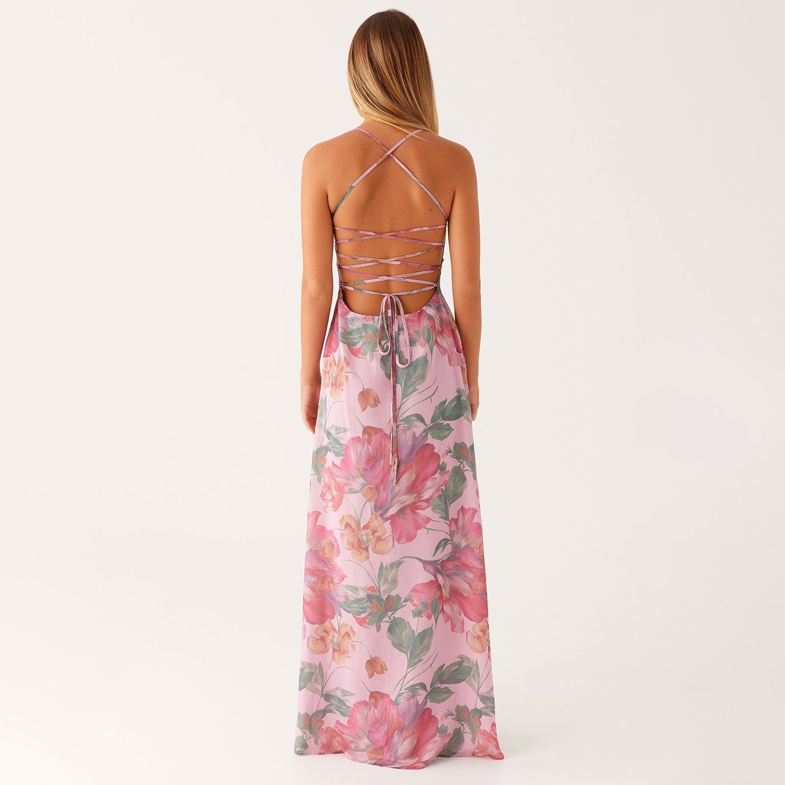 Robe maxi fleurie d'été pour femmes, sans manches, style bohème
