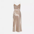 Robe Cocktail Luxueuse en Satin pour Femme avec Fente Latérale Drapée