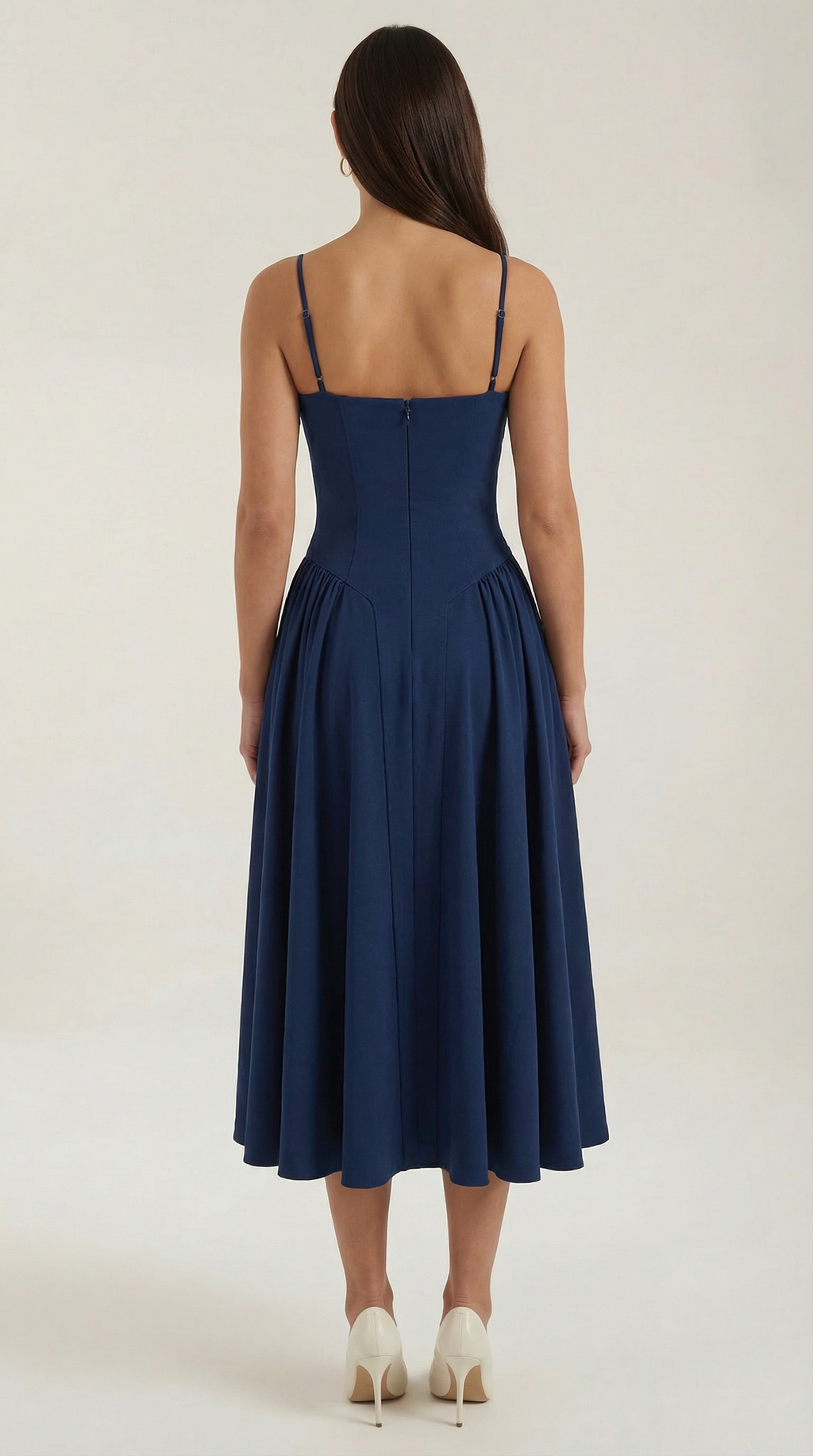 Robe mi-longue corset florale pour femme avec décolleté en cœur