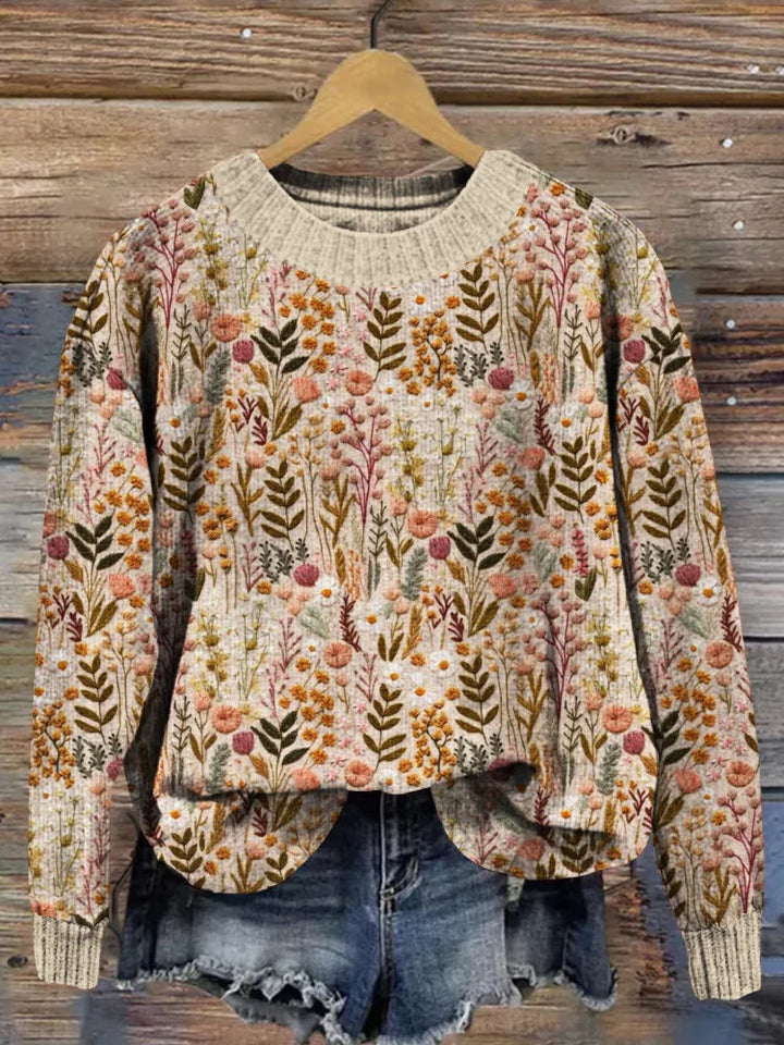 Pull tricot floral douillet pour les superpositions d'automne