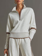 Ensemble sweat à demi-fermeture éclair et pantalon à jambes larges