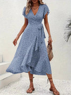 Robe portefeuille à imprimé floral avec décolleté en V