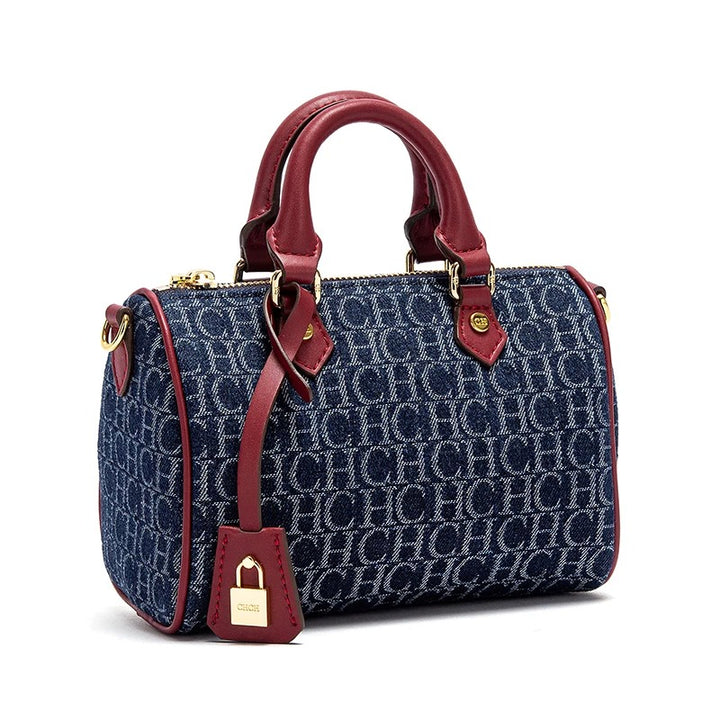 Fleur Rousse® | Sac Bowling en Denim Monogramme Élégant