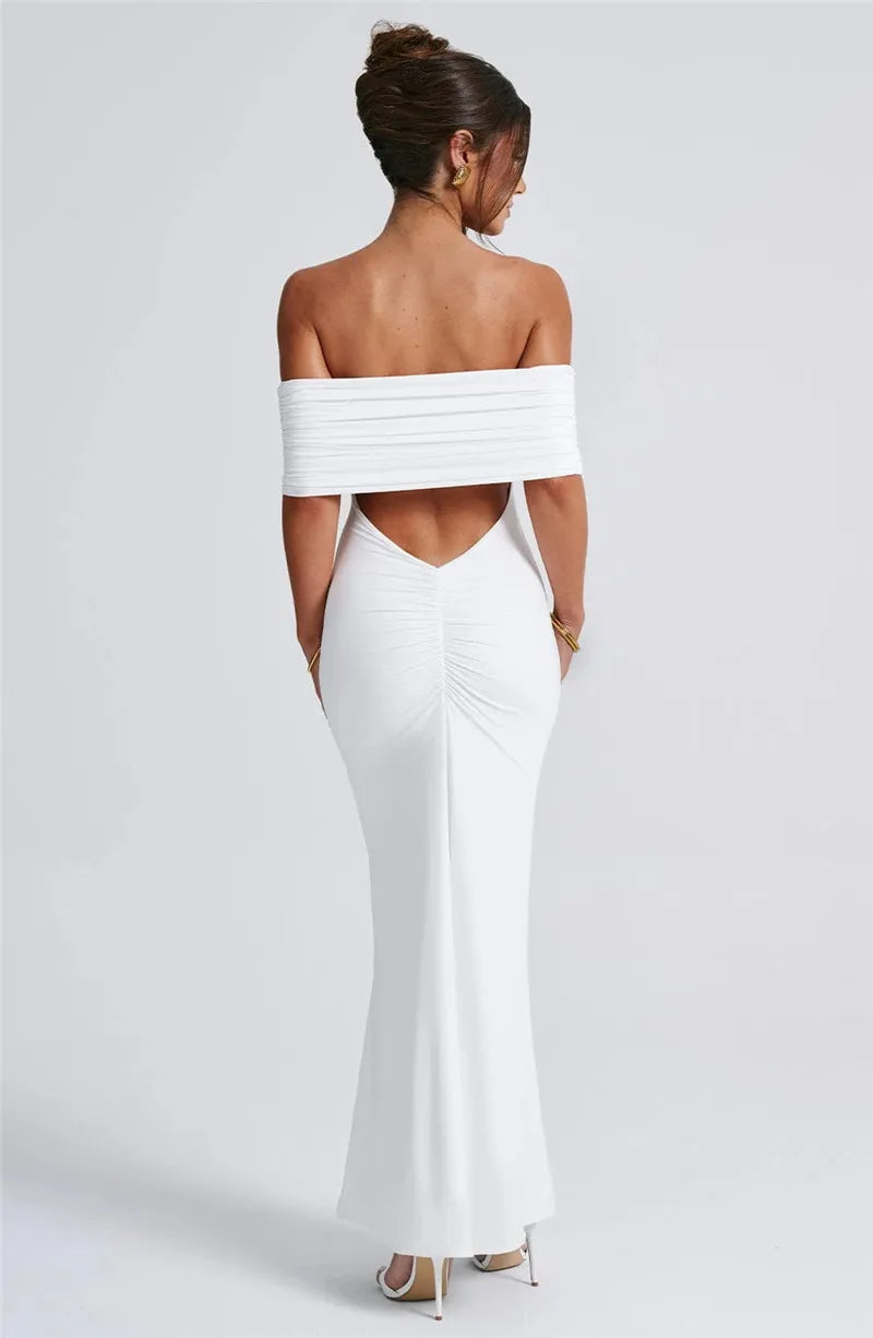 Robe maxi dos nu sans bretelles pour femmes