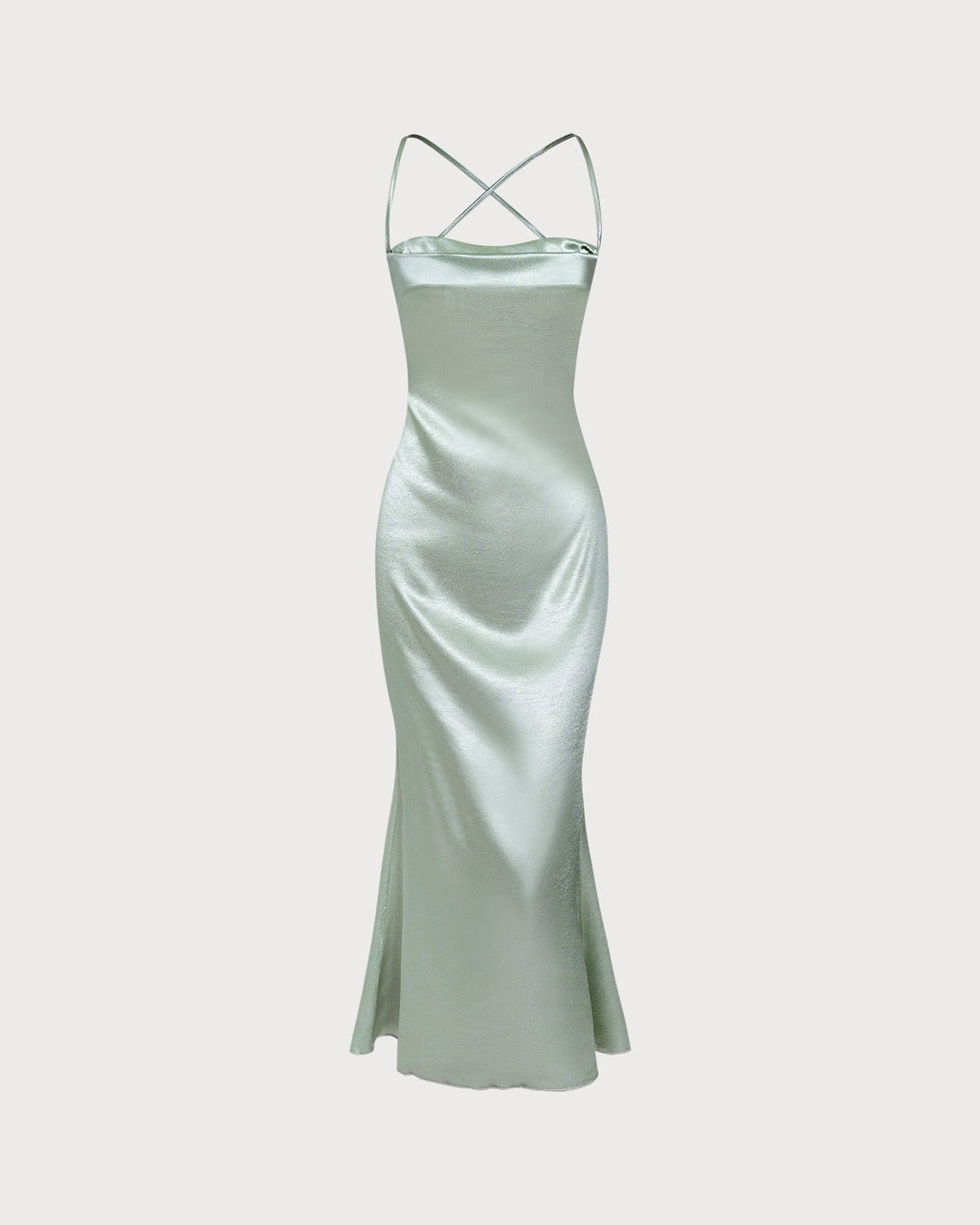Robe longue A-line verte à bretelles croisées