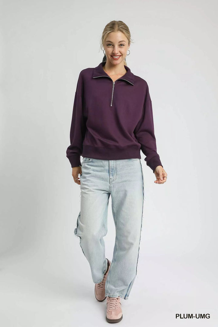 Sweat-shirt décontracté et confortable à demi-fermeture éclair