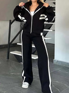 Ensemble décontracté confortable à fermeture éclair comprenant sweat-shirt et pantalon 2 pièces