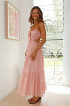 Robe mi-longue en mélange coton chiffon