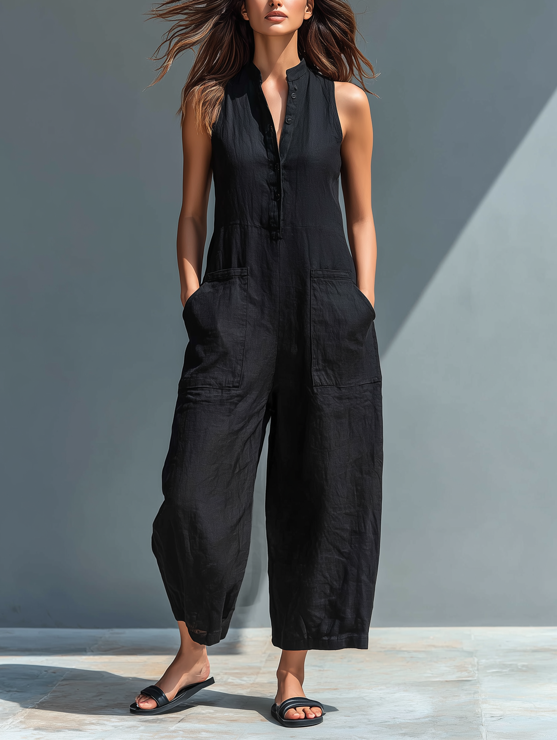 Combinaison fluide en lin pour femme