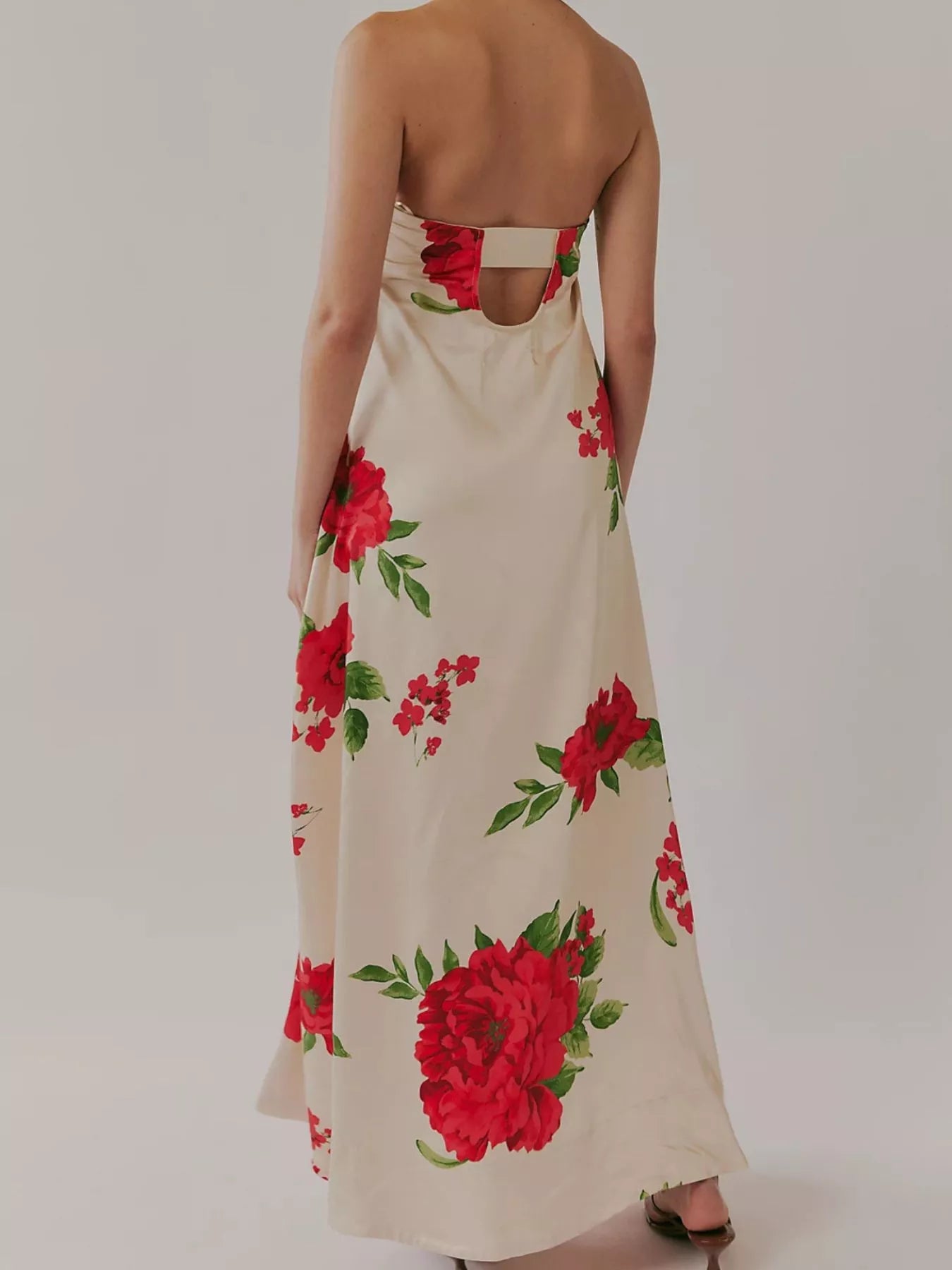Robe maxi sans manches à imprimé floral en polyester