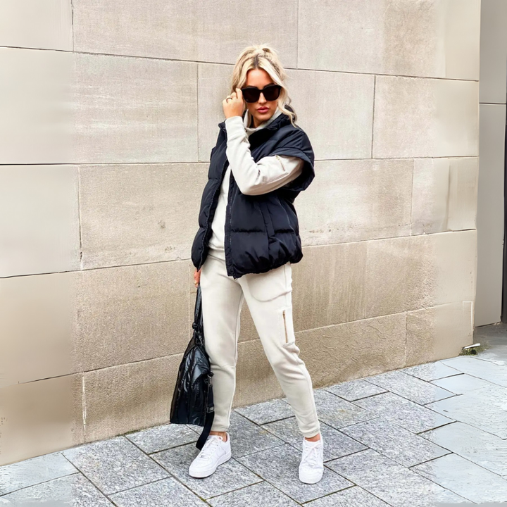 Gilet matelassé rembourré pour femme avec col montant