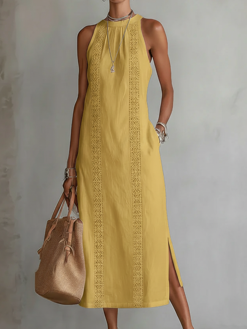 Robe midi en lin aérienne pour femme