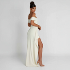 Robe Maxi Fendue Épaules Dénudées