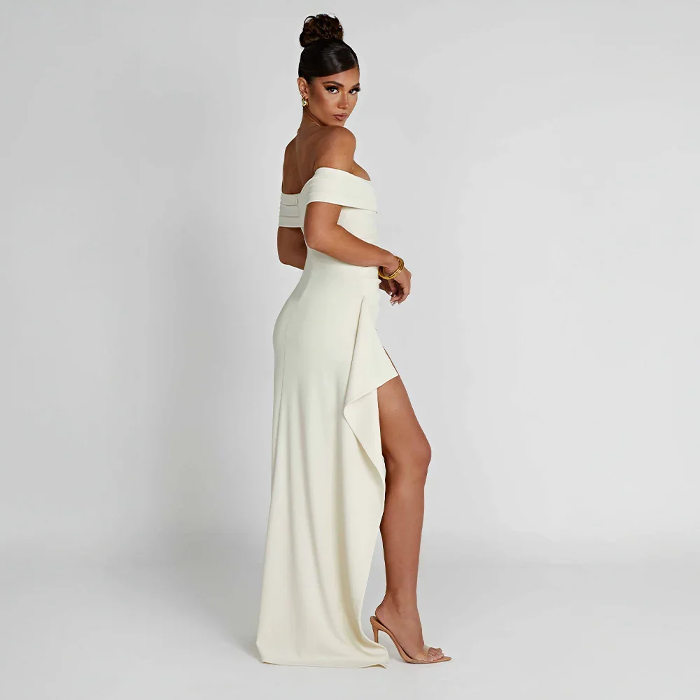 Robe Maxi Fendue Épaules Dénudées
