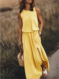 Robe Maxi Unie Femme Coupe Fluide