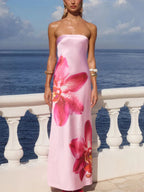 Robe maxi tube en polyester imprimé