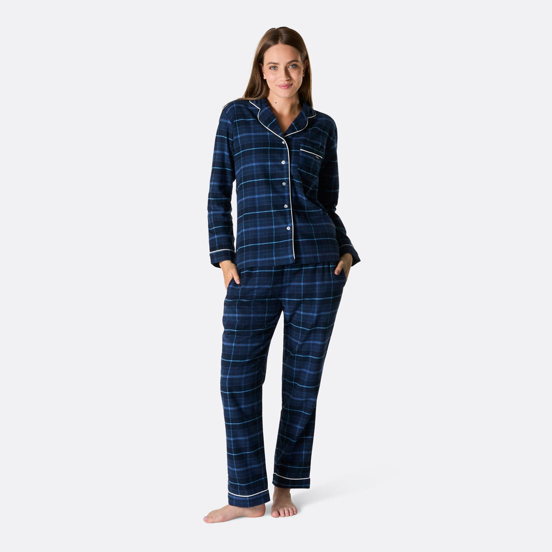 Pyjama de Noël en flanelle bleue confortable pour femme