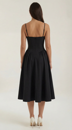 Robe mi-longue corset florale pour femme avec décolleté en cœur