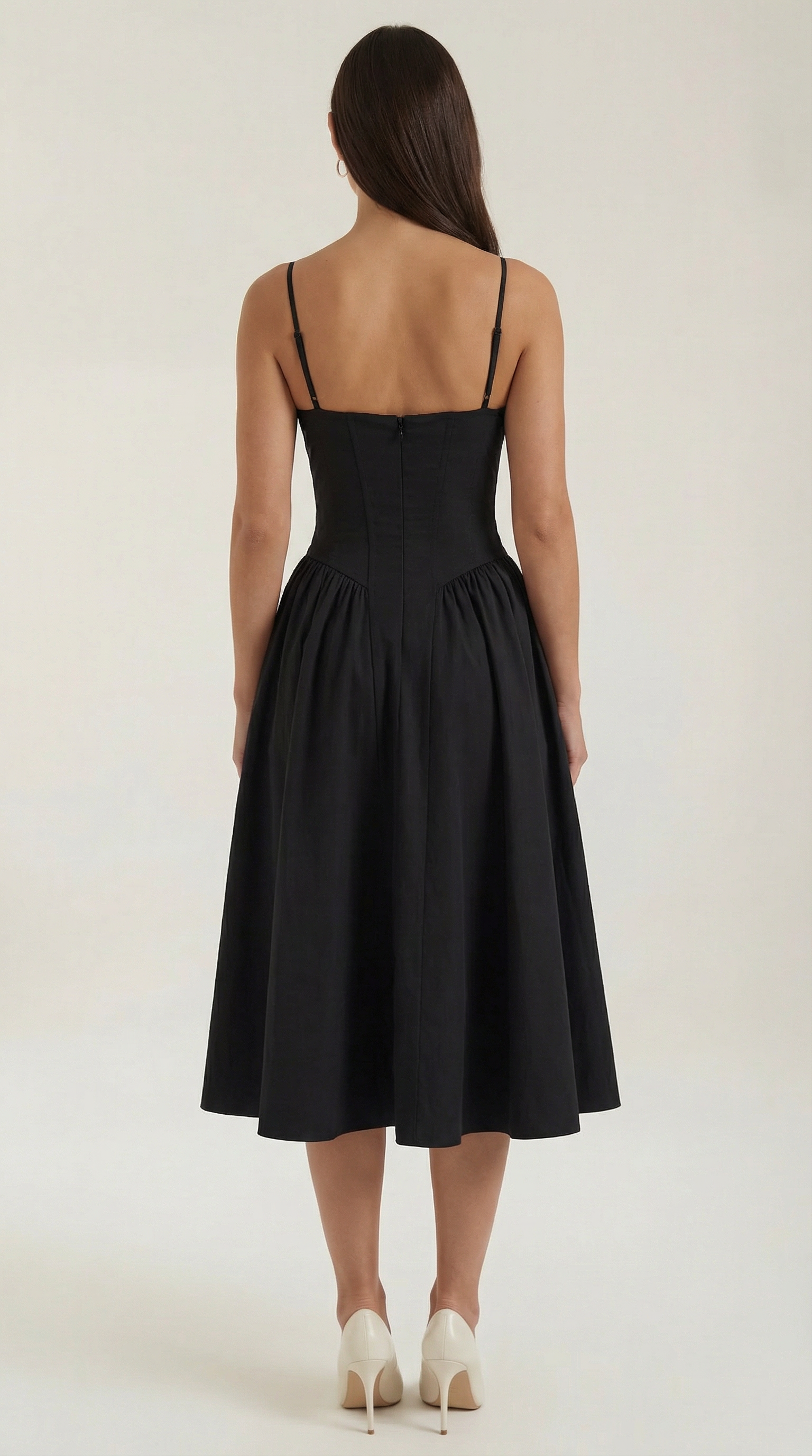 Robe mi-longue corset florale pour femme avec décolleté en cœur