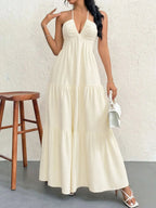 Robe Longue À Étage Dos Nu à Col Halter