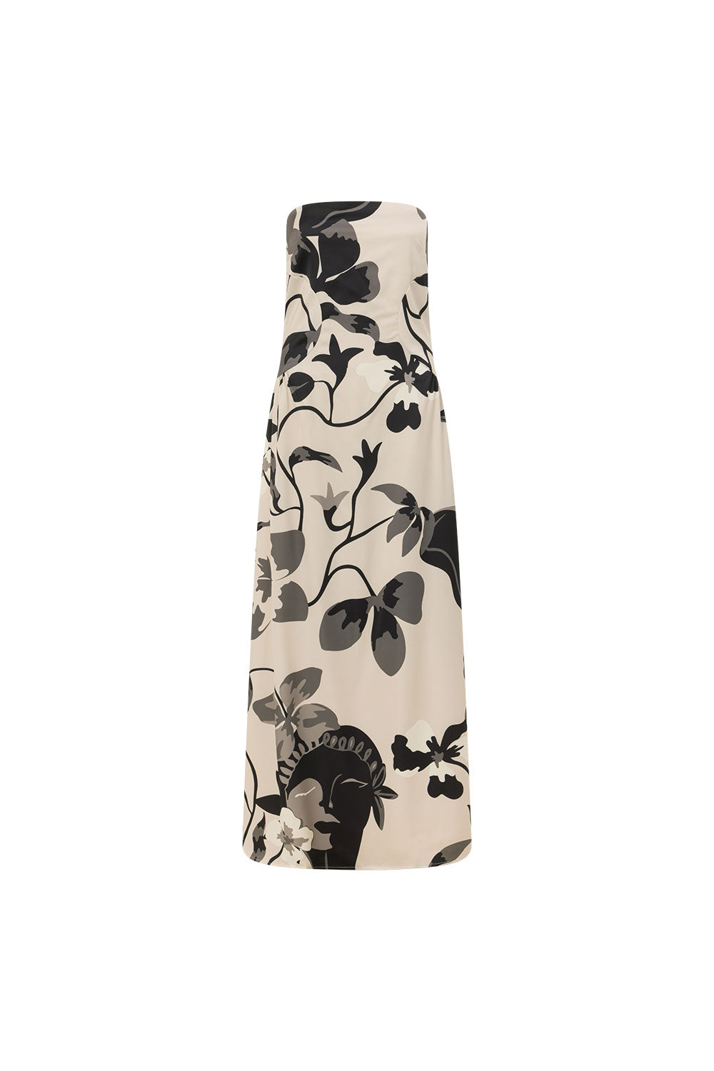 Robe femme fleurie présentée sous un angle latéral