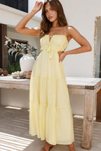 Robe mi-longue en mélange coton chiffon