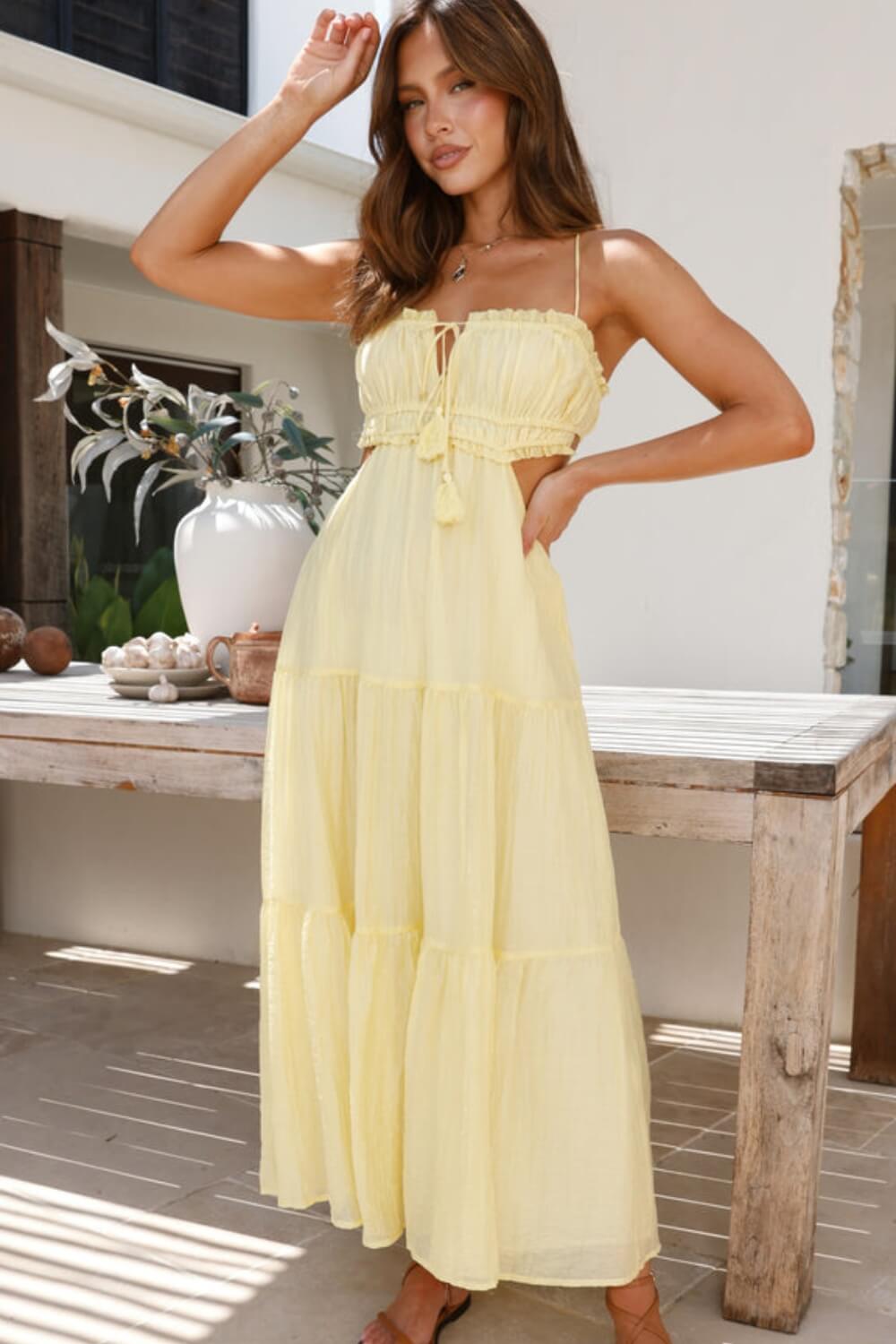 Robe mi-longue en mélange coton chiffon