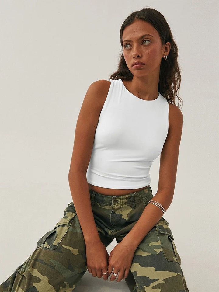 Léa Blanchet® | Basic Ärmelloses Cropped Top
