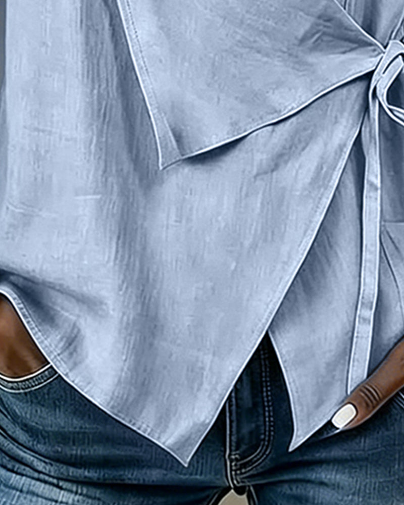 Blouse sans manches portefeuille pour femmes
