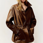 Veste en cuir oversize pour femme