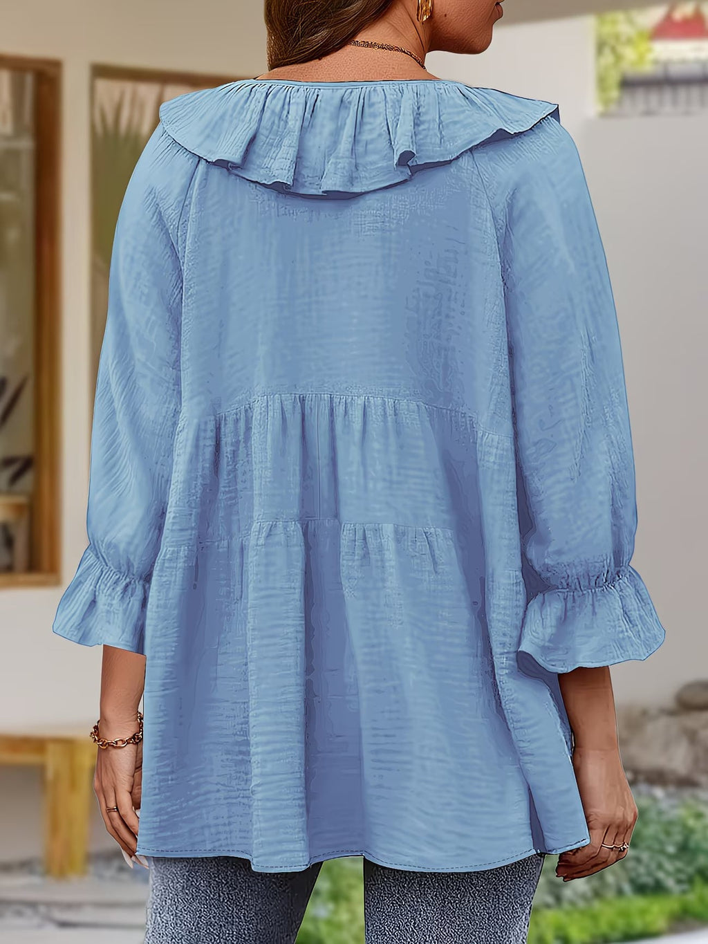 Blouse Femme Élégante à Col Volanté