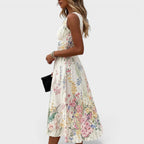 Robe midi sans manches à imprimé floral