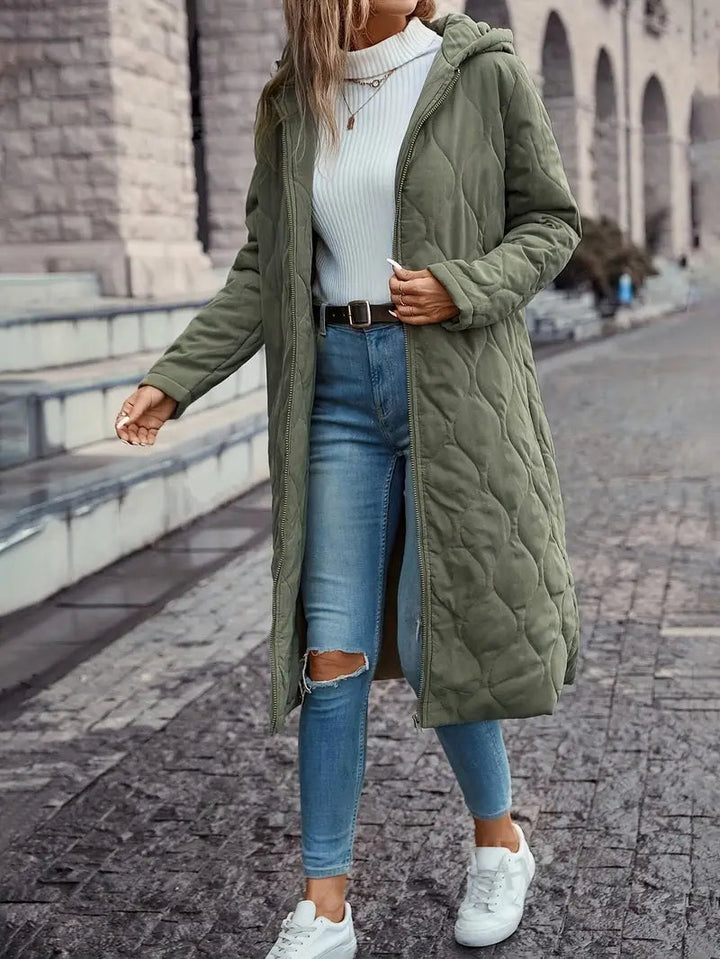 Manteau matelassé en coton confortable avec capuche et manches longues
