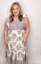 Robe longue à imprimé floral avec manches volantées pour femme