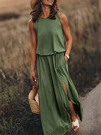 Robe longue femme unie style décontracté et élégant