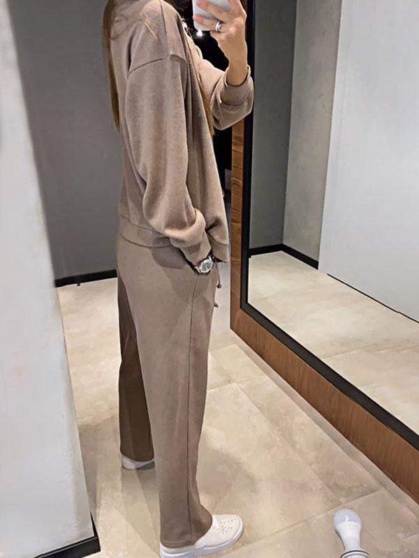 Ensemble décontracté confortable pull à col en V et pantalon