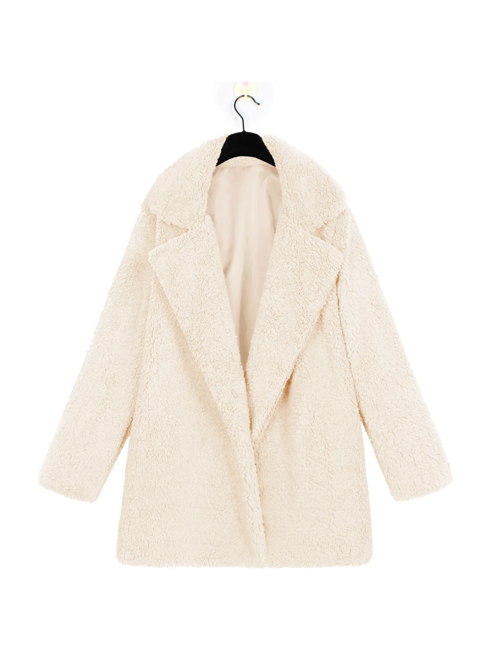 Manteau Court en Peluche Teddy Douillet avec Col Revers