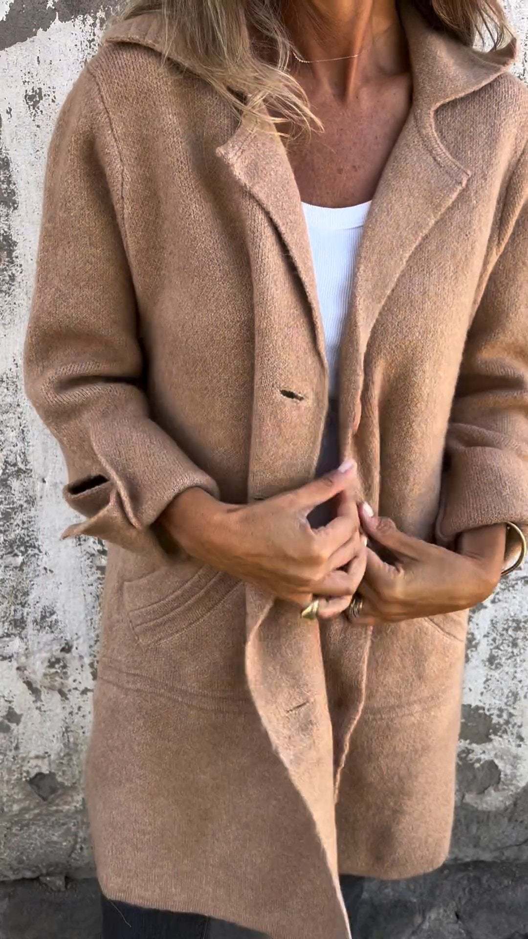 Cardigan décontracté chic à col revers avec poches