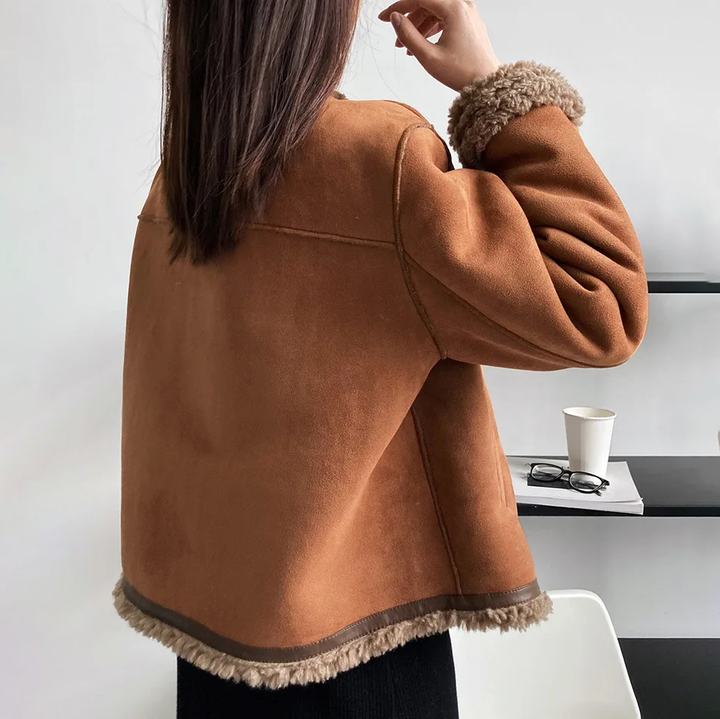 Veste boutonnée doublée en polaire confortable pour femmes