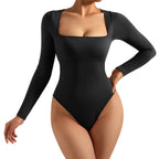 Body à manches longues extensible décontracté pour femme