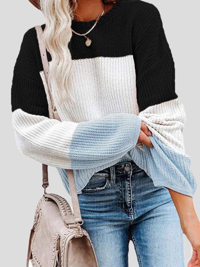 Pull en tricot colorblock confortable pour les superpositions d'automne