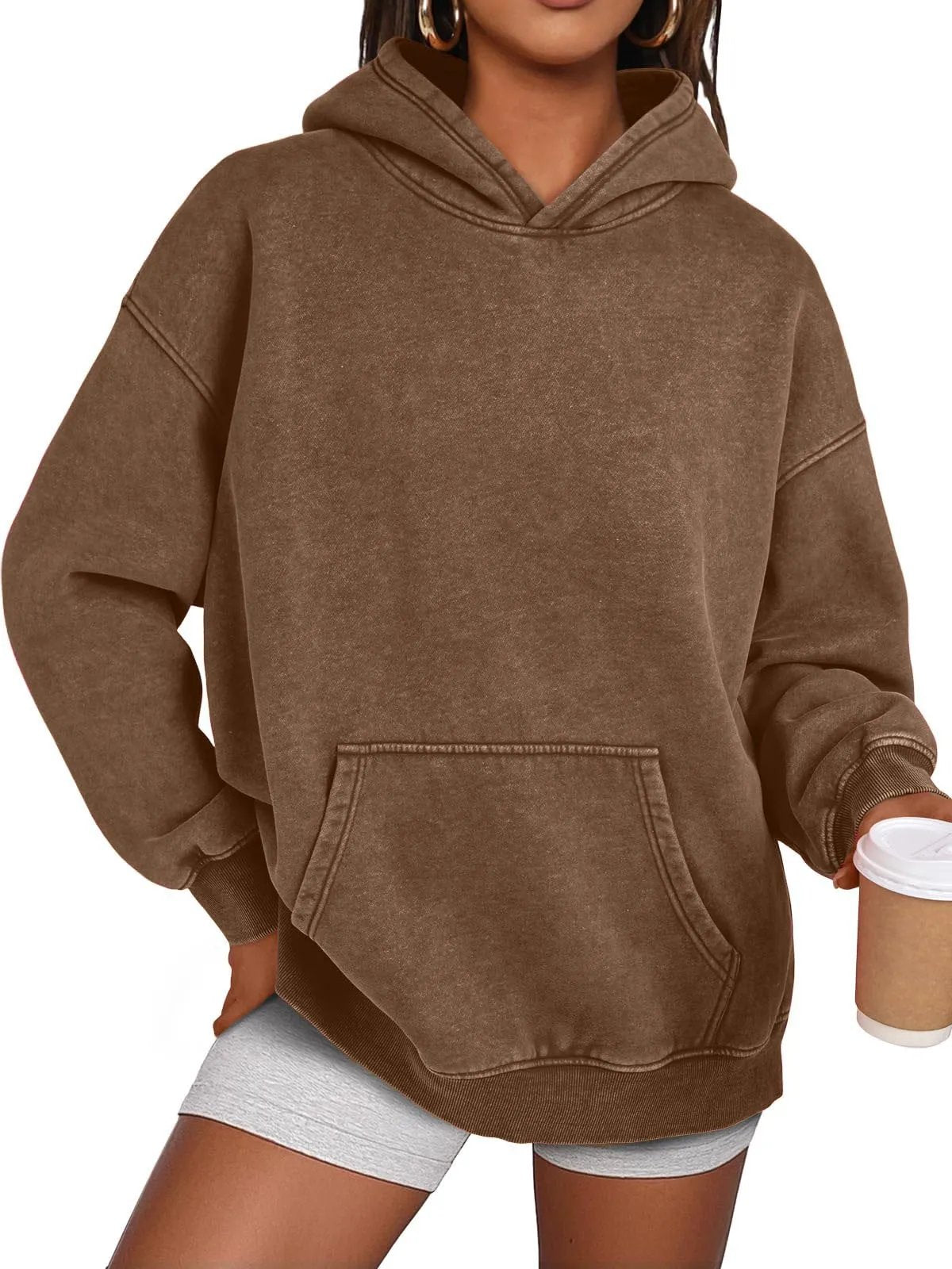 Sweat à capuche oversize effet délavé acide