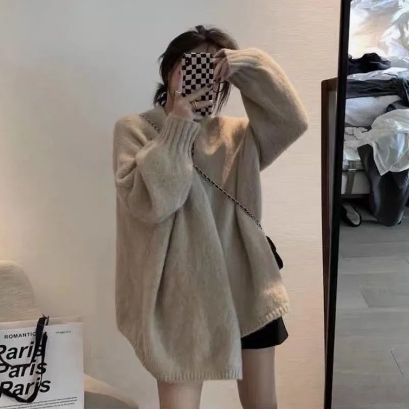 Cardigan tricoté oversized confortable avec fermeture à boutons
