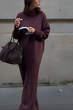 Ensemble sweat-shirt col roulé femme - Tenue de détente deux pièces confortable