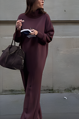 Ensemble sweat-shirt col roulé femme - Tenue de détente deux pièces confortable