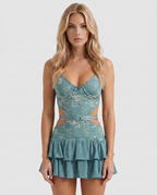 Robe Mini Luna Élégante en Satin pour Femme