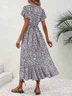 Robe portefeuille à imprimé floral avec décolleté en V