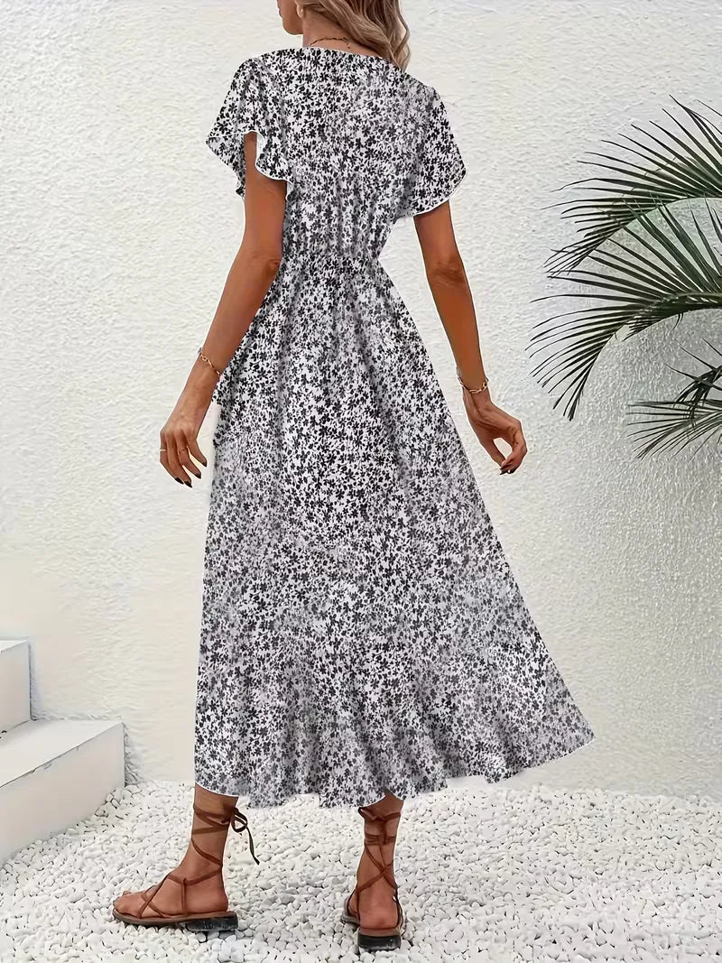 Robe portefeuille à imprimé floral avec décolleté en V